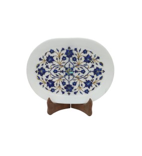 Elegant Floral Round Marble Plate for Showcase ..